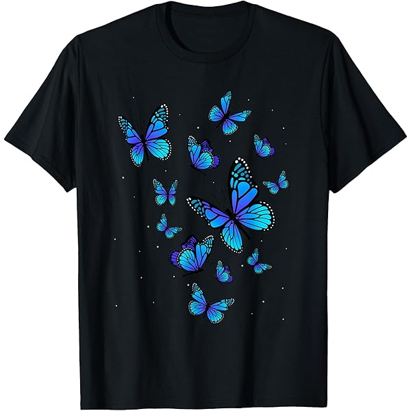 Amazon.com: Cute Colorful Blue Butterfly T-Shirt Small : Clothing
